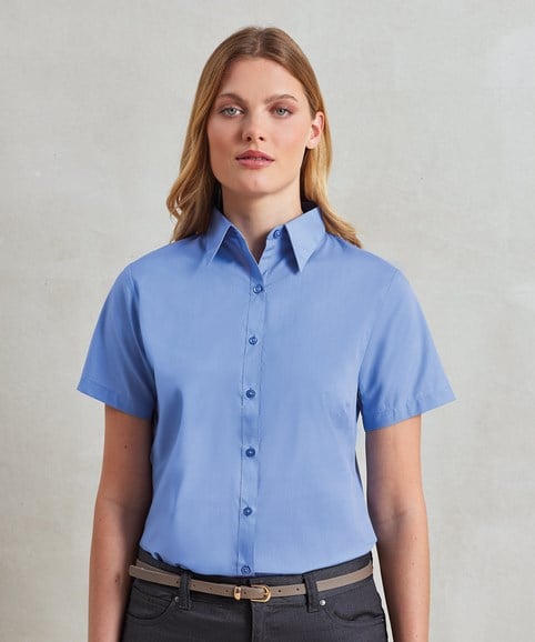 Women's short sleeve poplin blouse – Embroidered Workwear